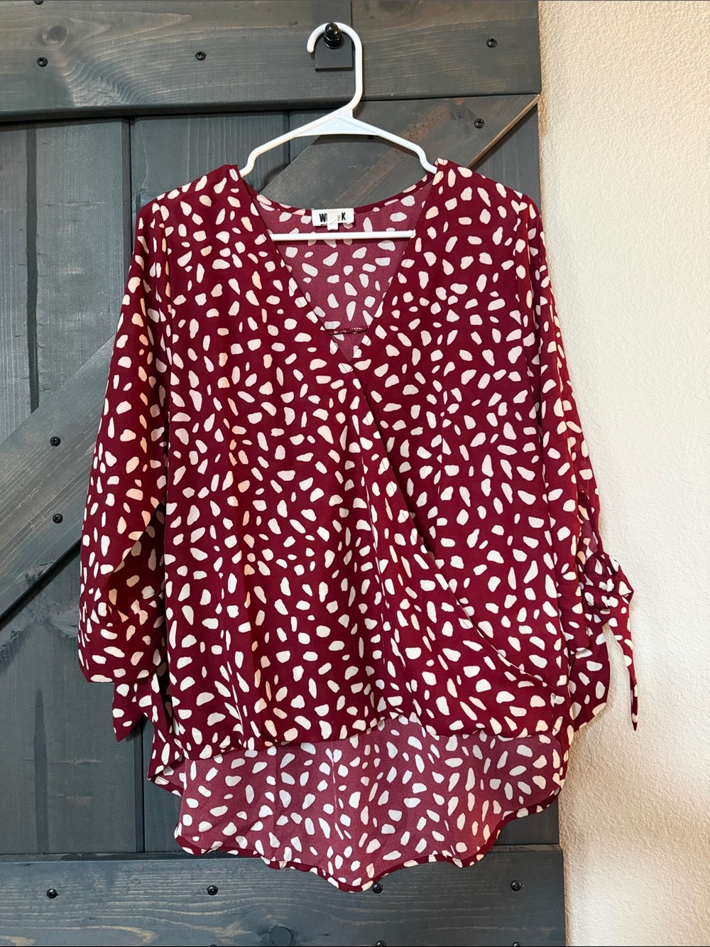 Wink Maroon Printed Surplice Blouse